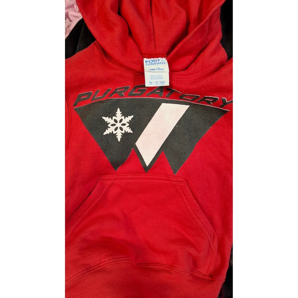 Port & Company Purgatory Ski Resort Red Hoodie Youth XS Core Fleece Pullover(b6)